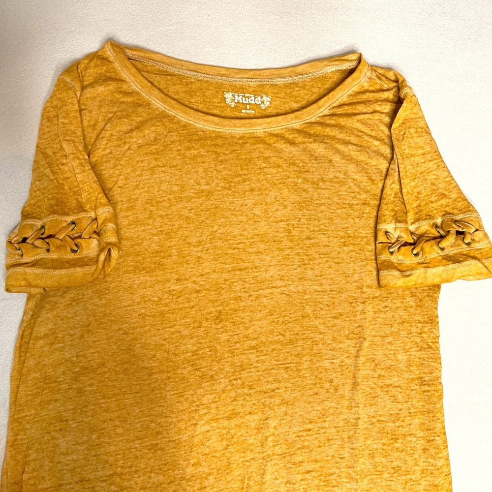 Mudd Y2K‎ Golden Mustard Yellow Burnout T Shirt - Picture 6 of 7